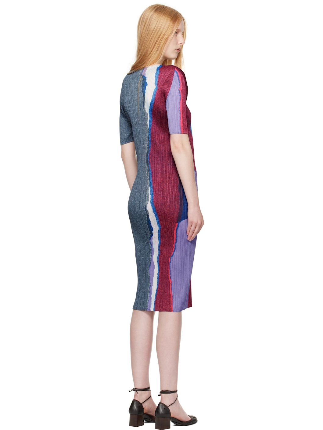 Blue Grainy Colors Midi Dress - 3