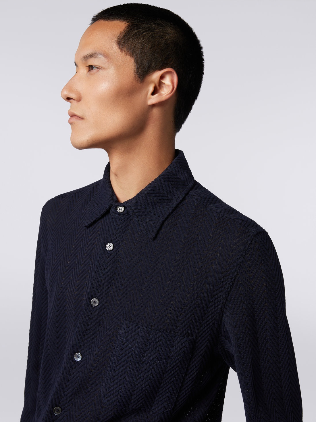 Cotton and viscose chevron shirt - 5