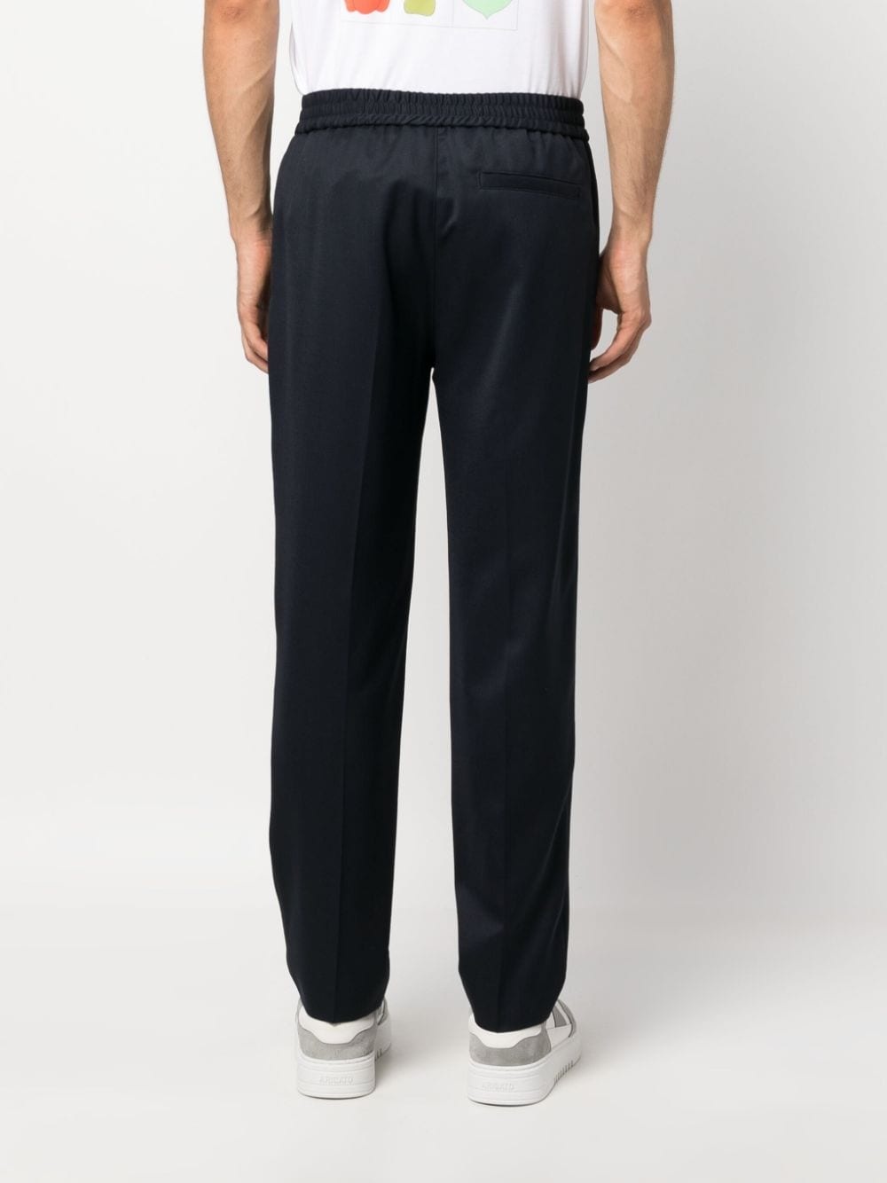 elasticated-waist wool trousers - 4