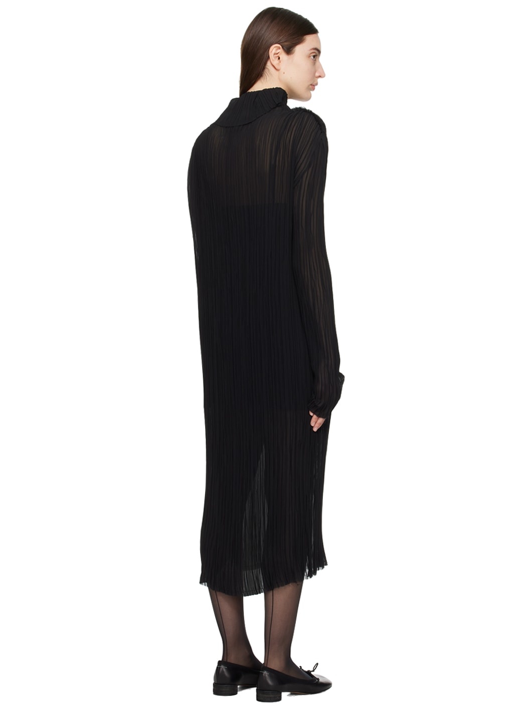 Black Sheer Midi Dress - 3