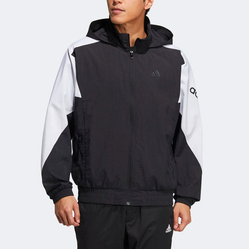 adidas adidas Brandlove Woven Block Jacket 'Black White' HE7428 outlook