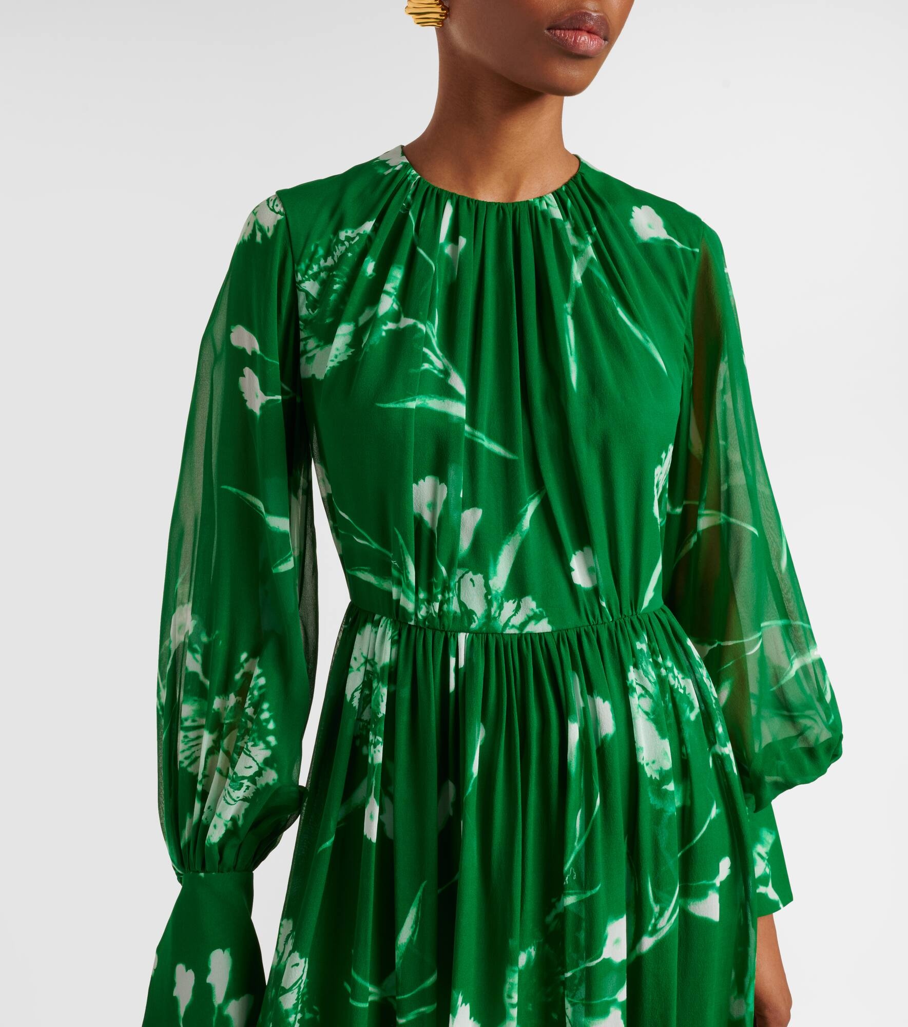 Floral silk voile gown - 4