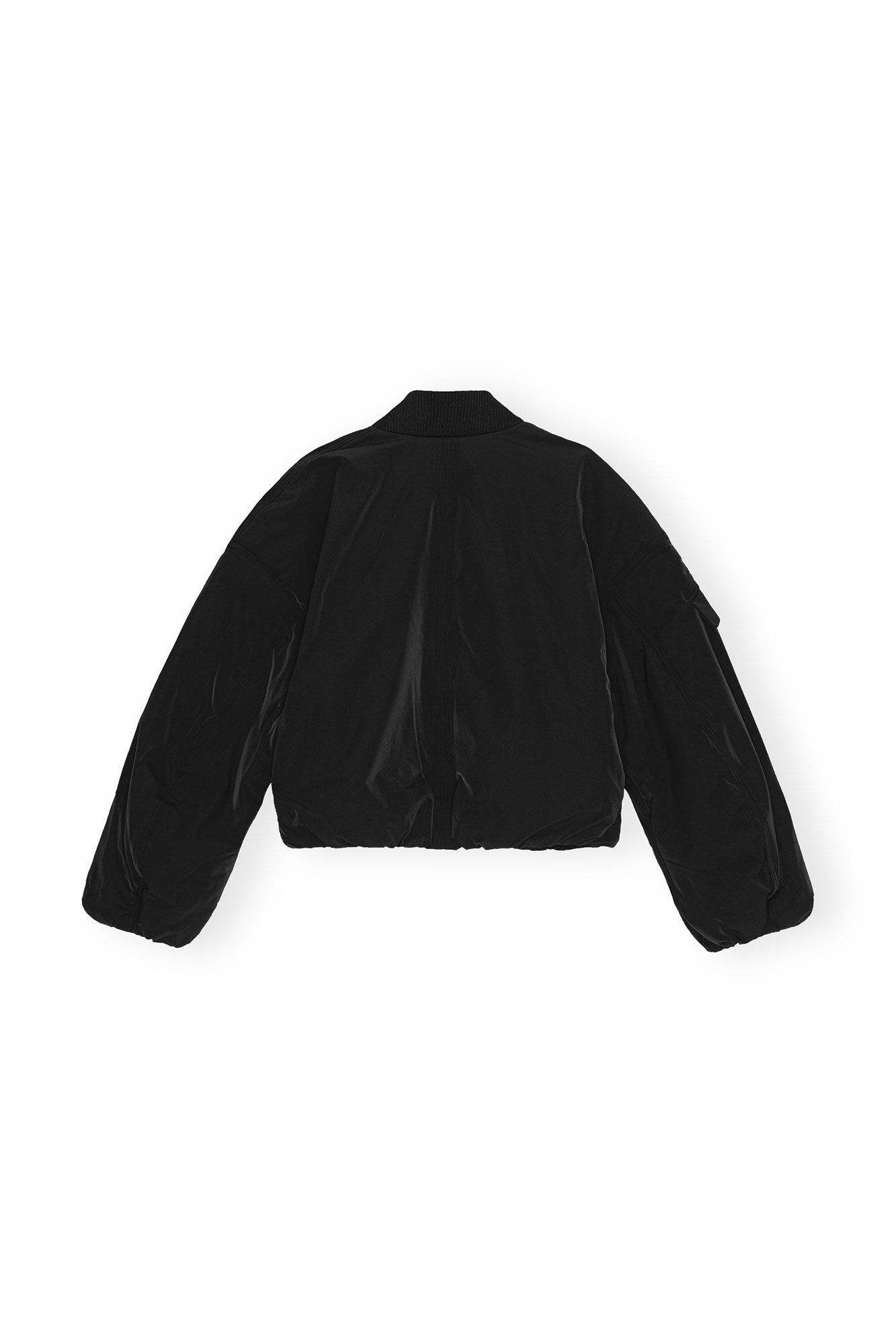 BLACK TWILL OVERSIZED SHORT BOMBER JACKET - 10