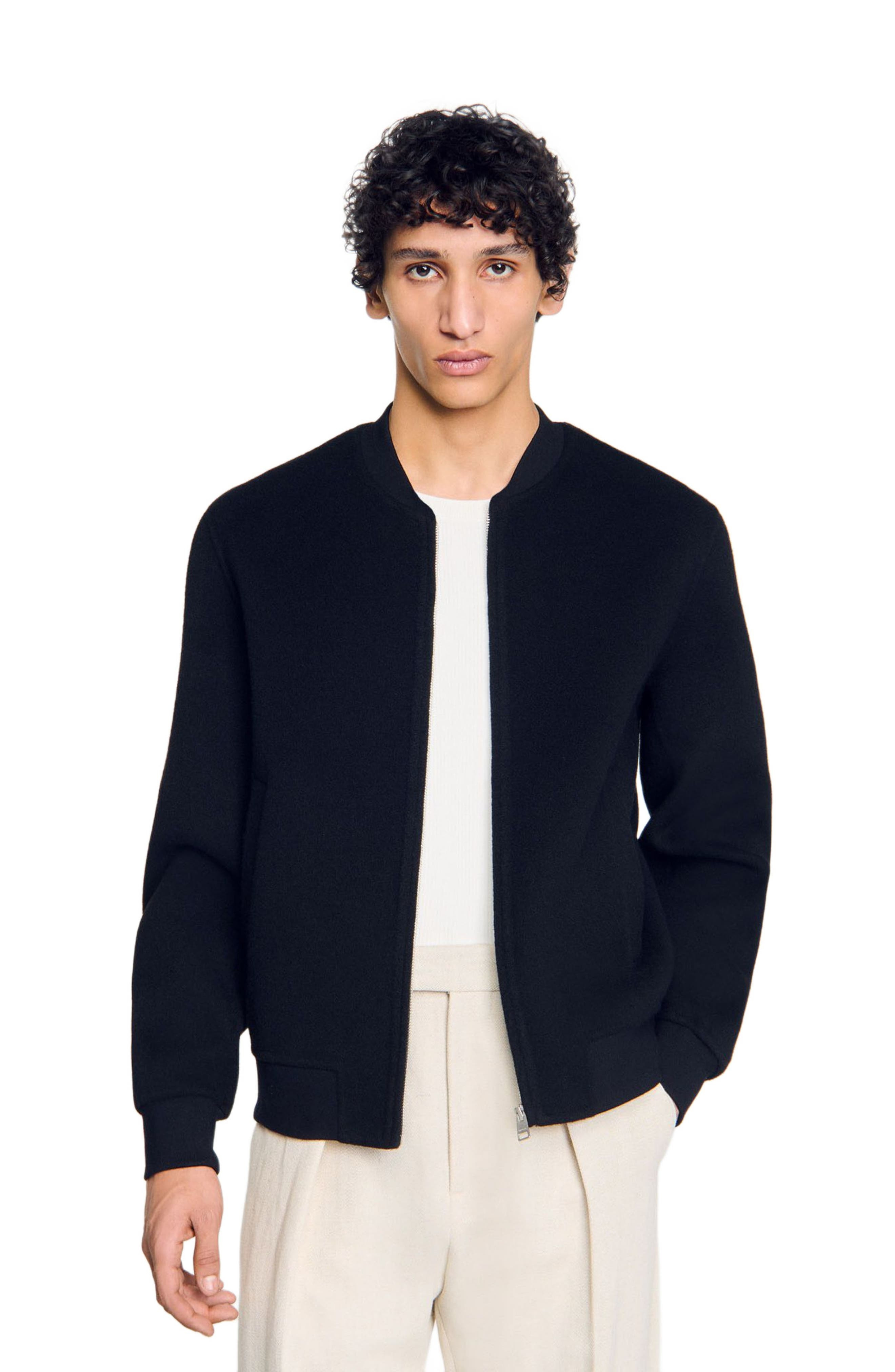SANDRO Double-faced wool jacket in Black at Nordstrom - 3
