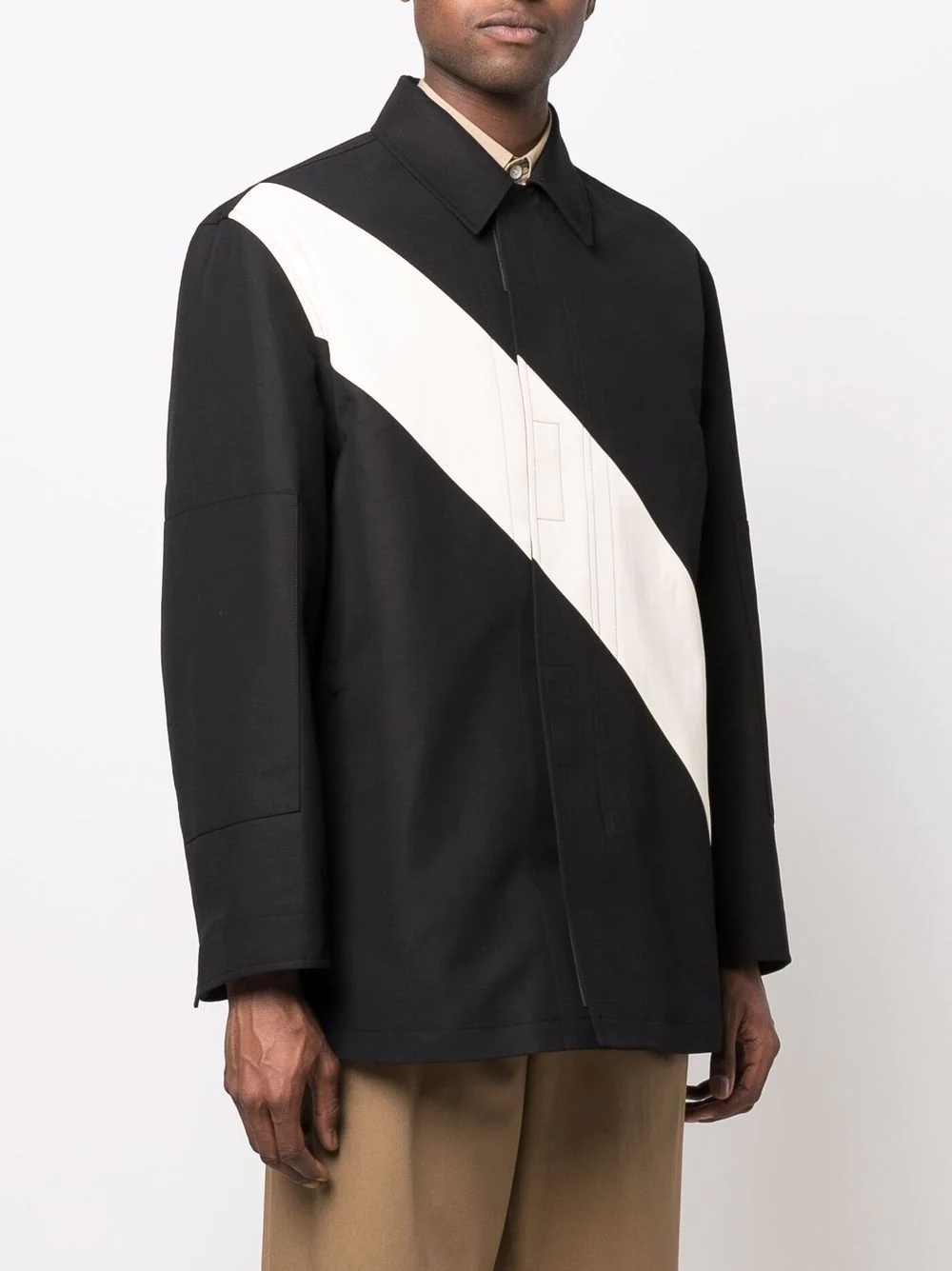 diagonal stripe zipped field jacket - 3