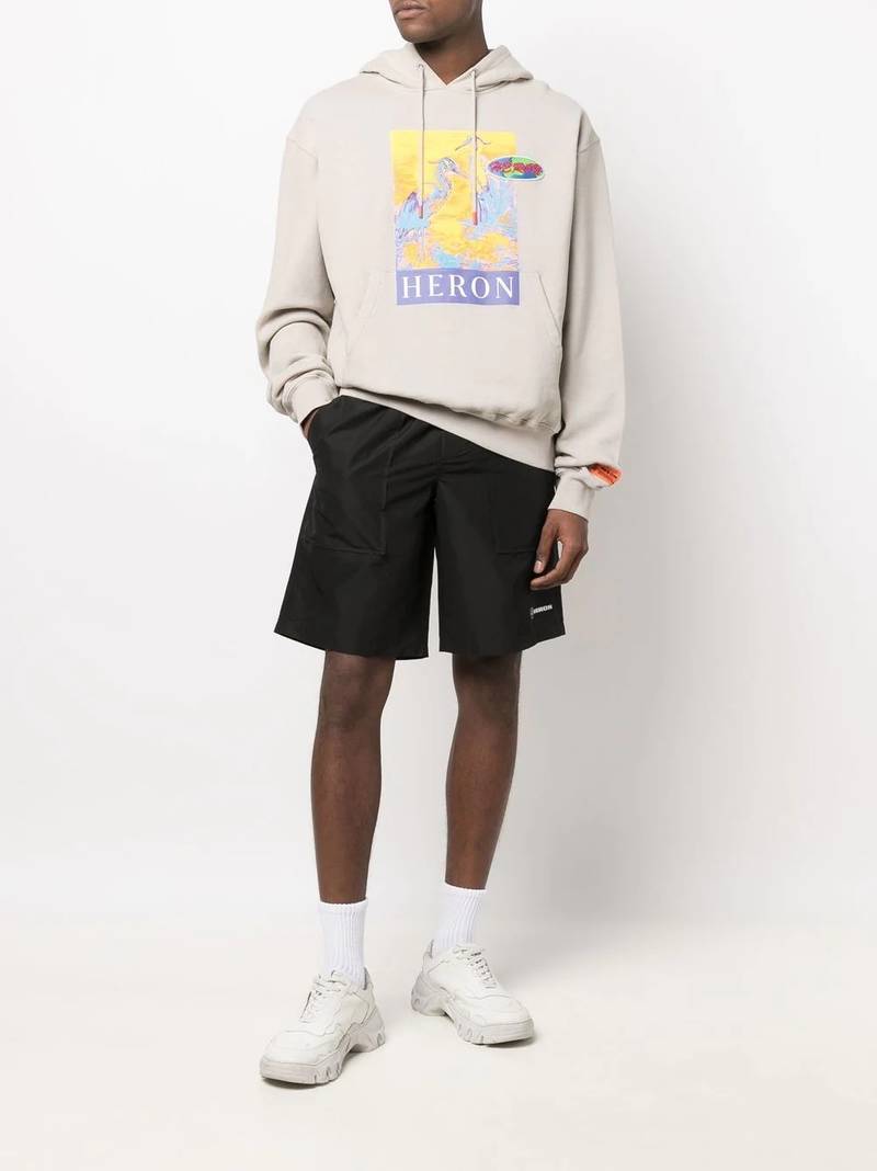 Heron Preston logo-print cotton hoodie outlook