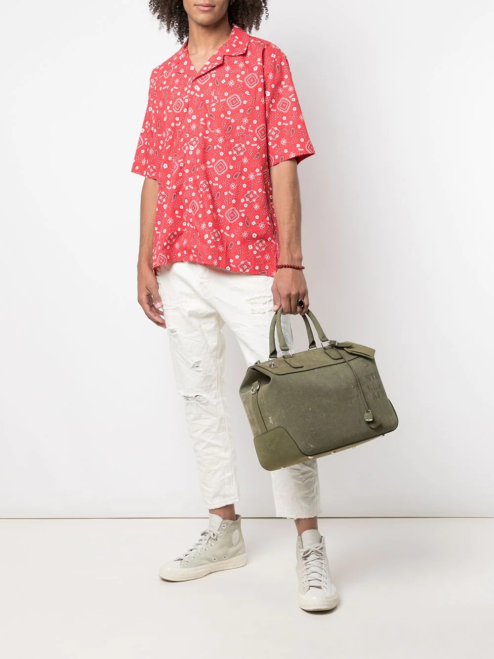 printed canvas holdall - 2