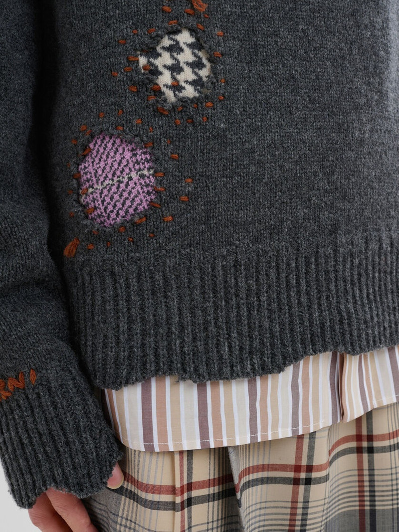 GREY SHETLAND WOOL JUMPER WITH MARNI MENDING PATCHES 5