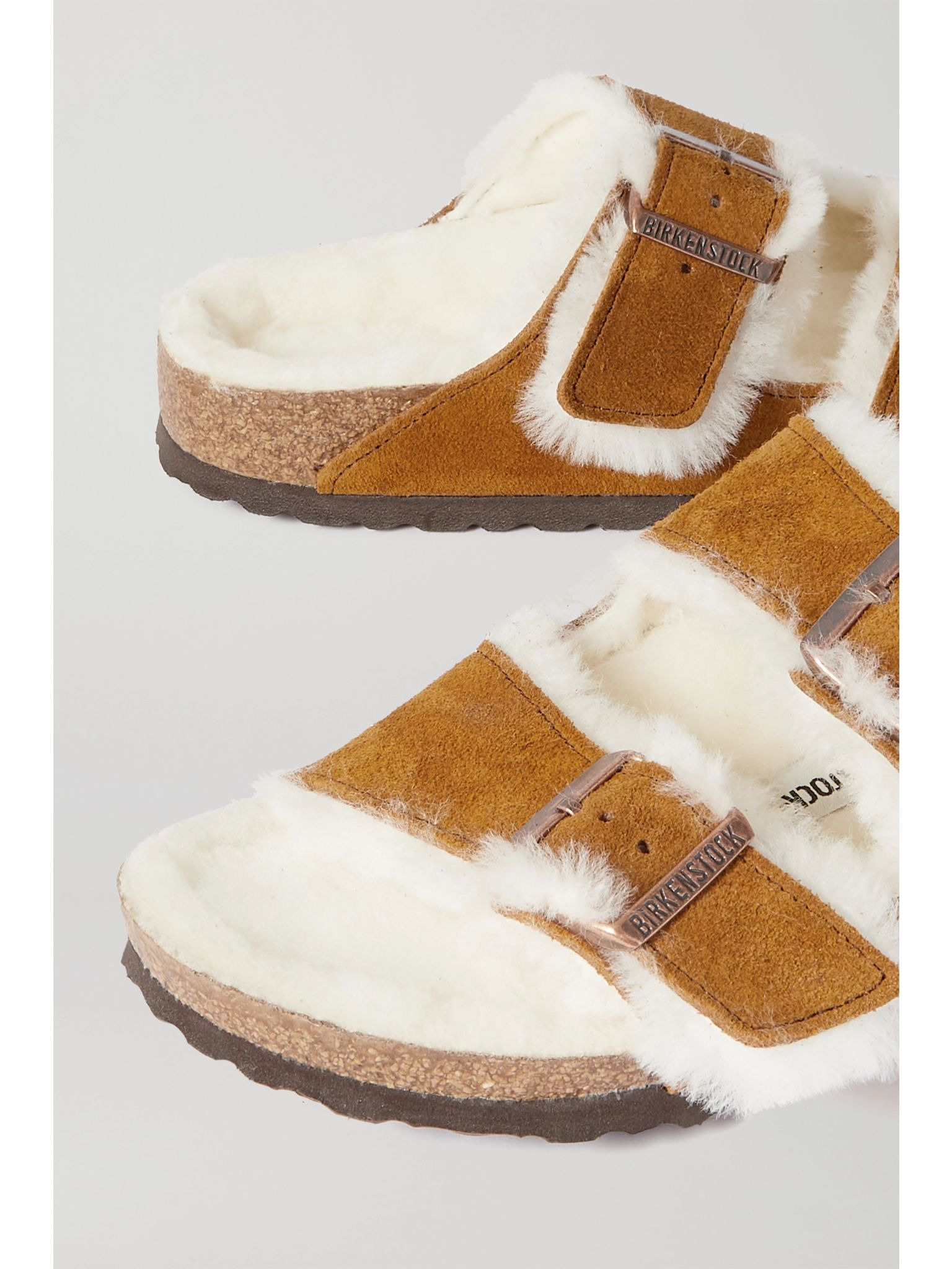 Arizona shearling-lined suede sandals Tan - 4