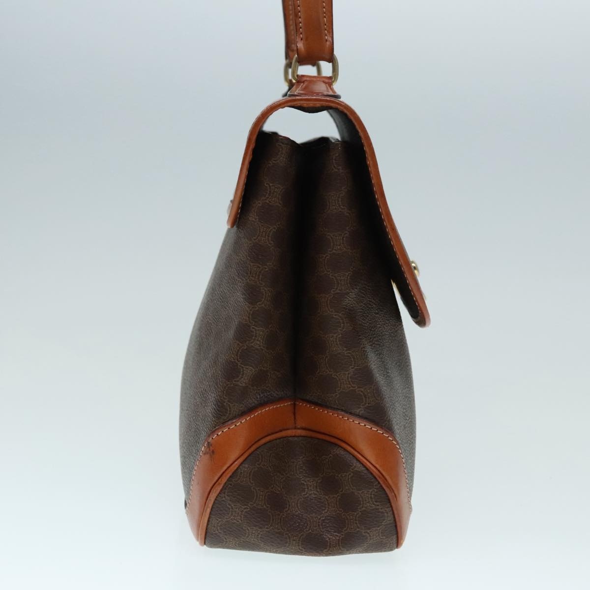 CELINE Macadam Canvas Hand Bag Pvc Leather Brown Gold - 4