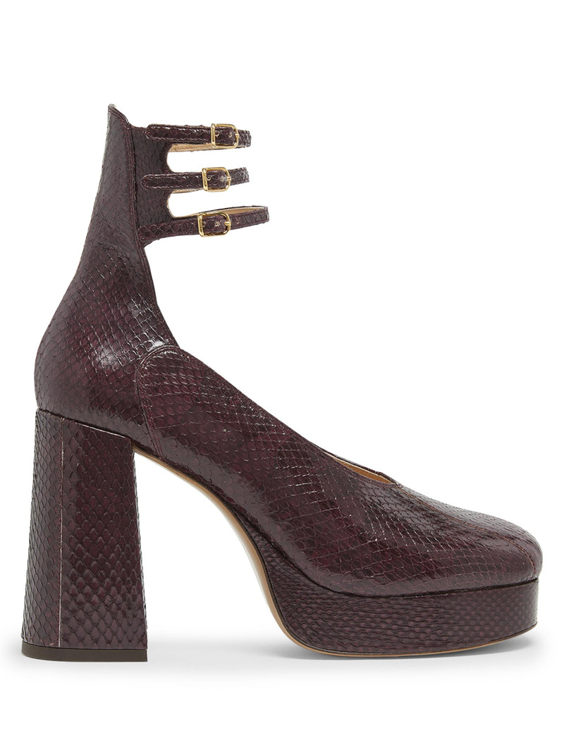 Women's Loti 100MM Snakeskin-Embossed Leather Platform Pumps - Evening Purple 1