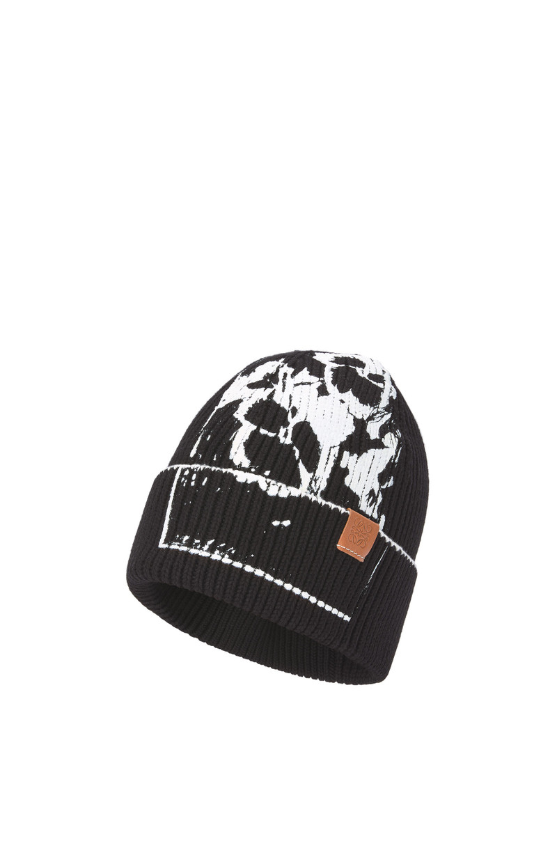 Pansies beanie in cotton and calfskin 1