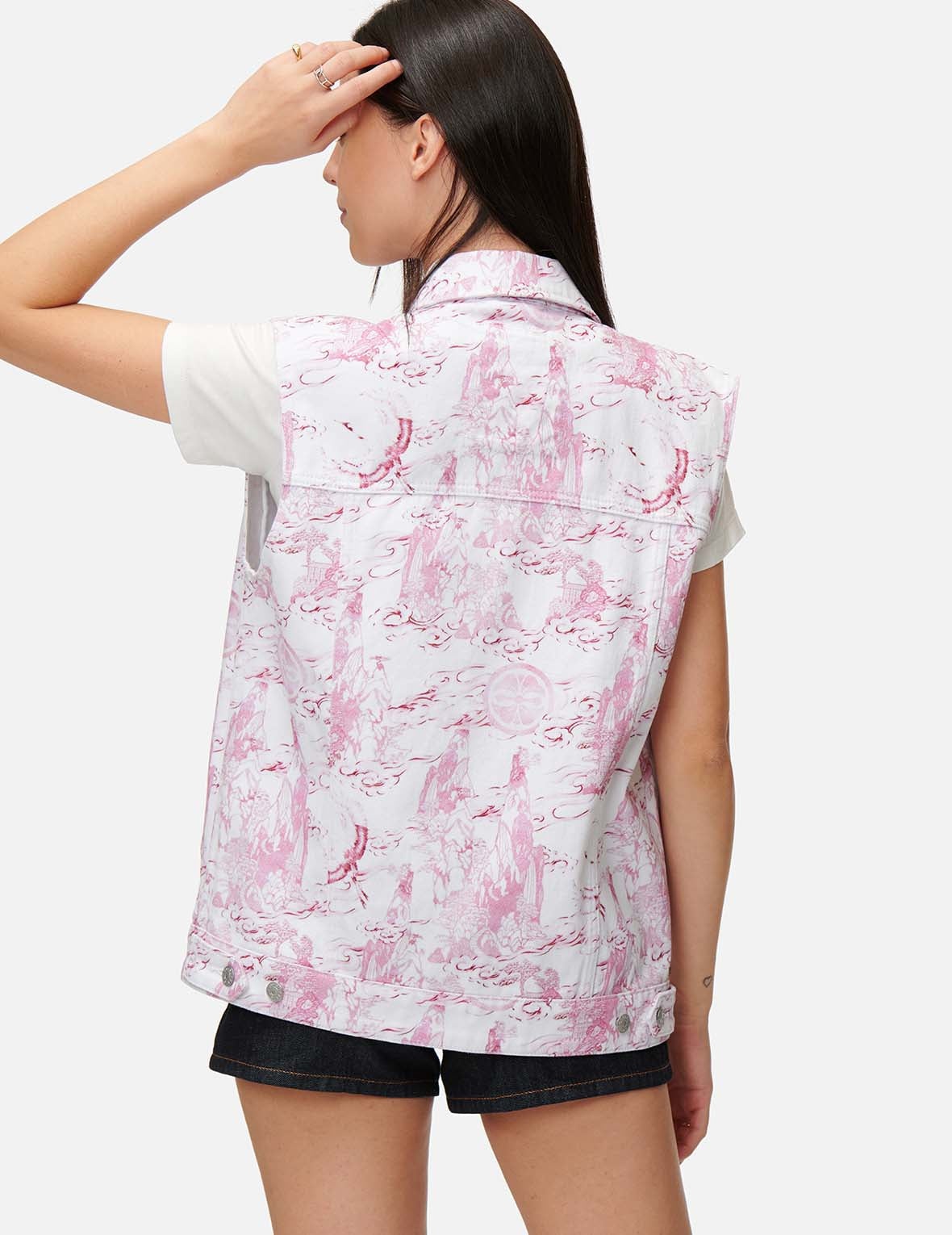 LANDSCAPE SOMETSUKE DENIM VEST JACKET - 4