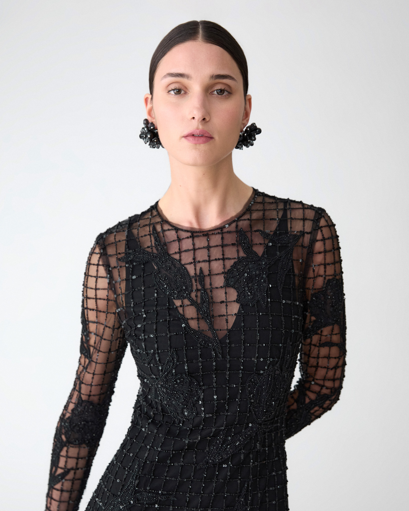 Embroidered Tulle Trumpet Gown - 4