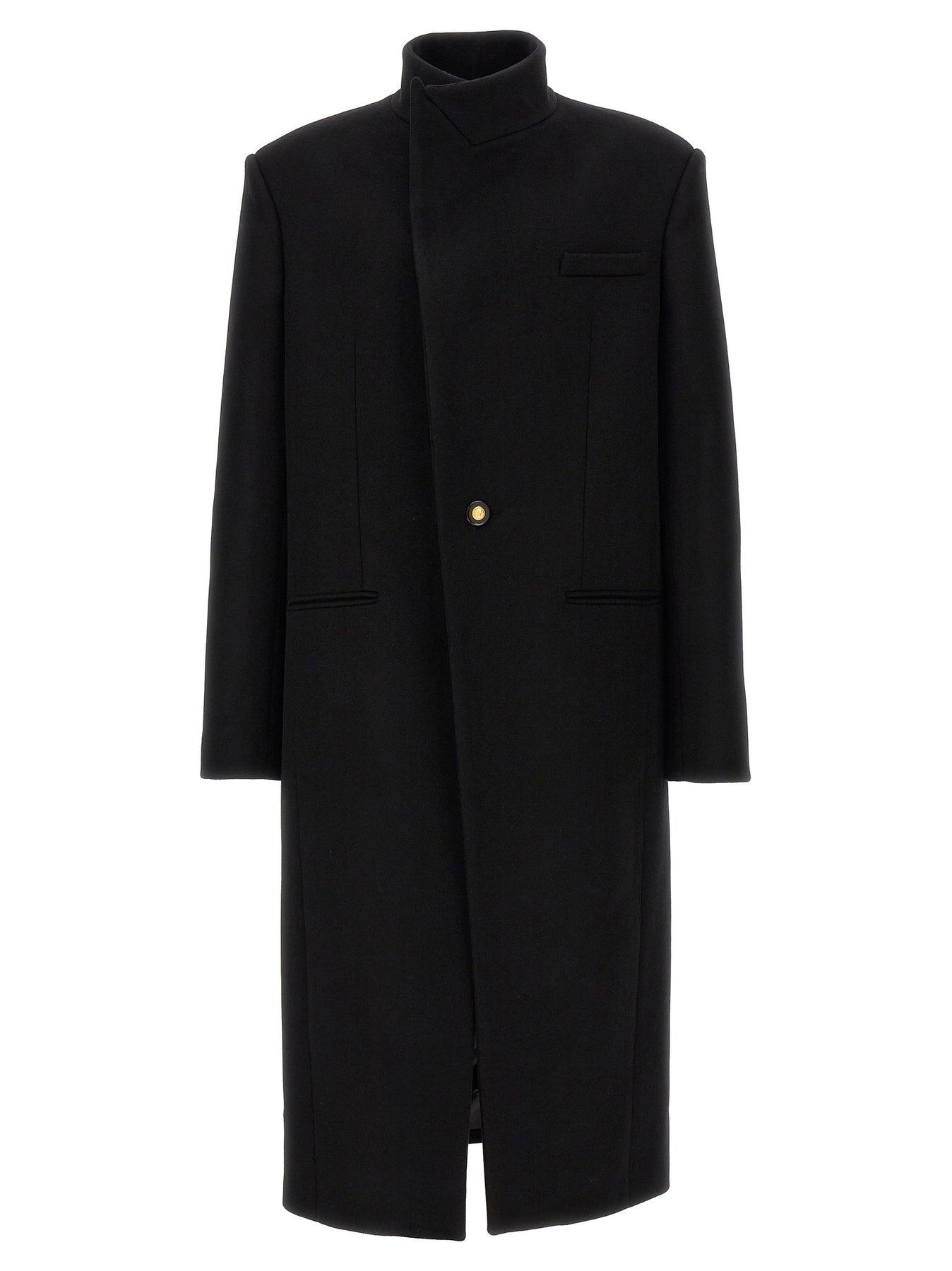 Balmain Single-Breasted Long Coat Coats, Trench Coats Black