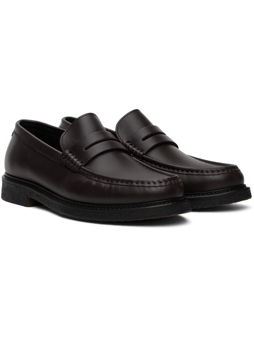 Brown Polished-Leather Loafers - 4