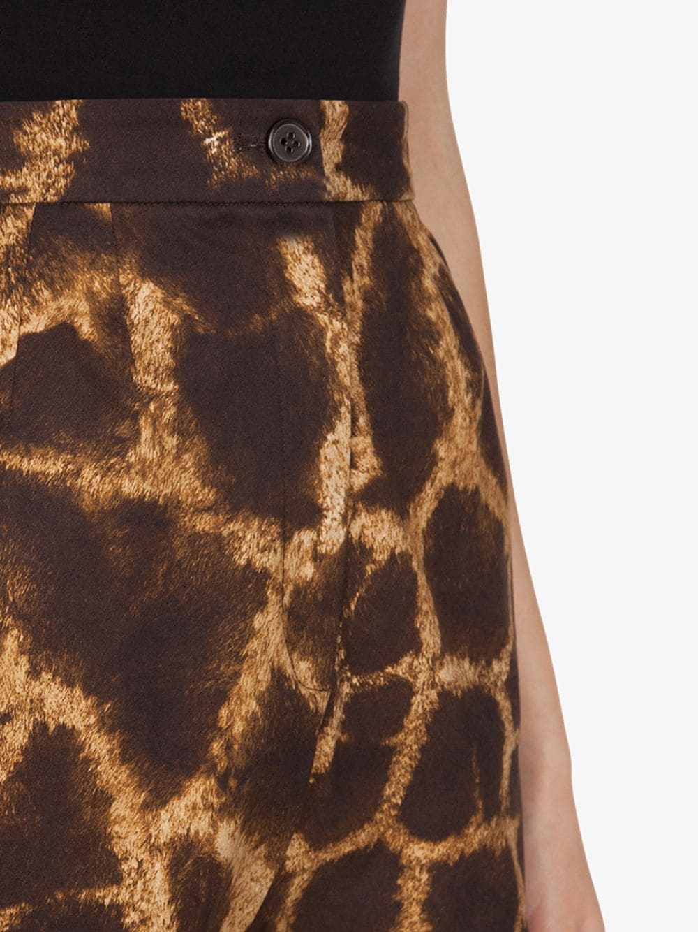 giraffe-print drill shorts - 5