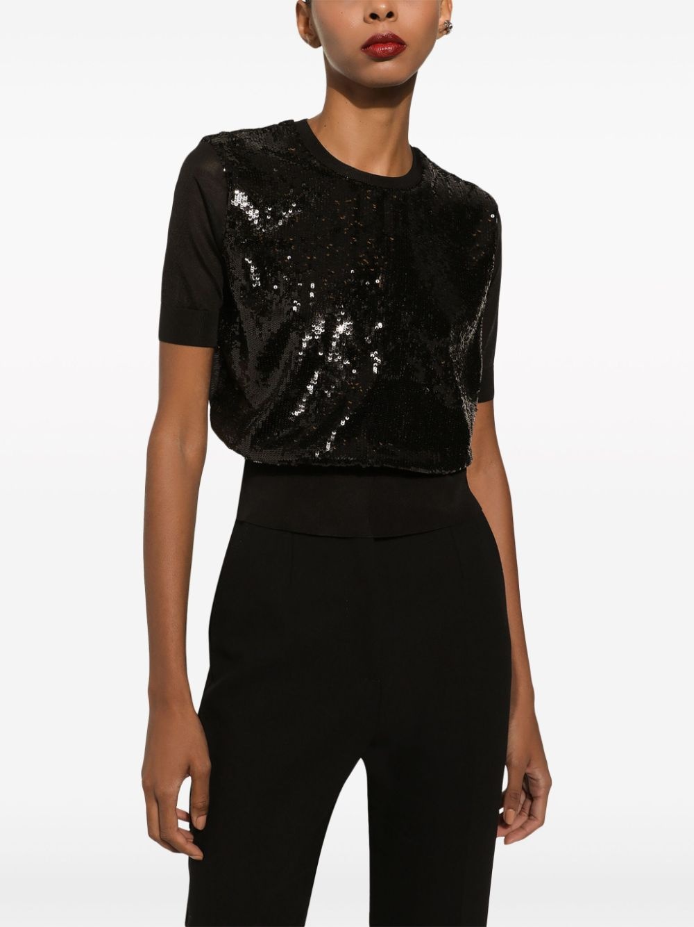 sequin-embellished short-sleeve top - 5