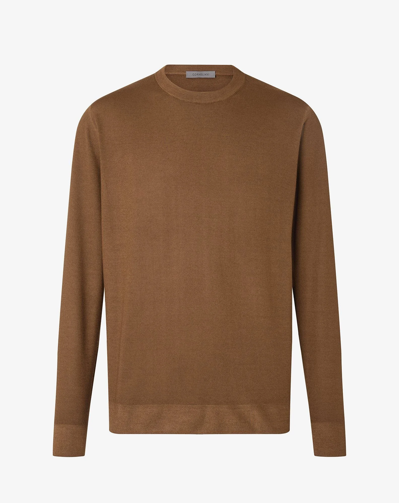 Brown crew neck pure wool knitwear - 1