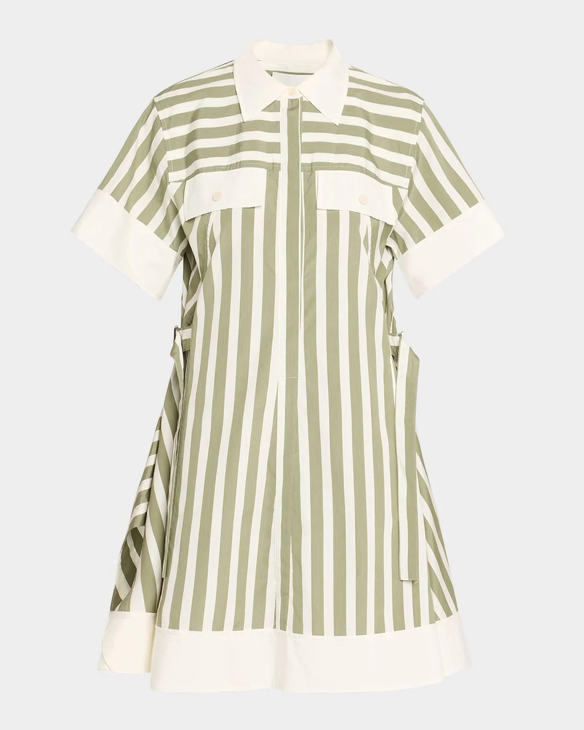 Stripe Short-Sleeve Shirt Dress - 1