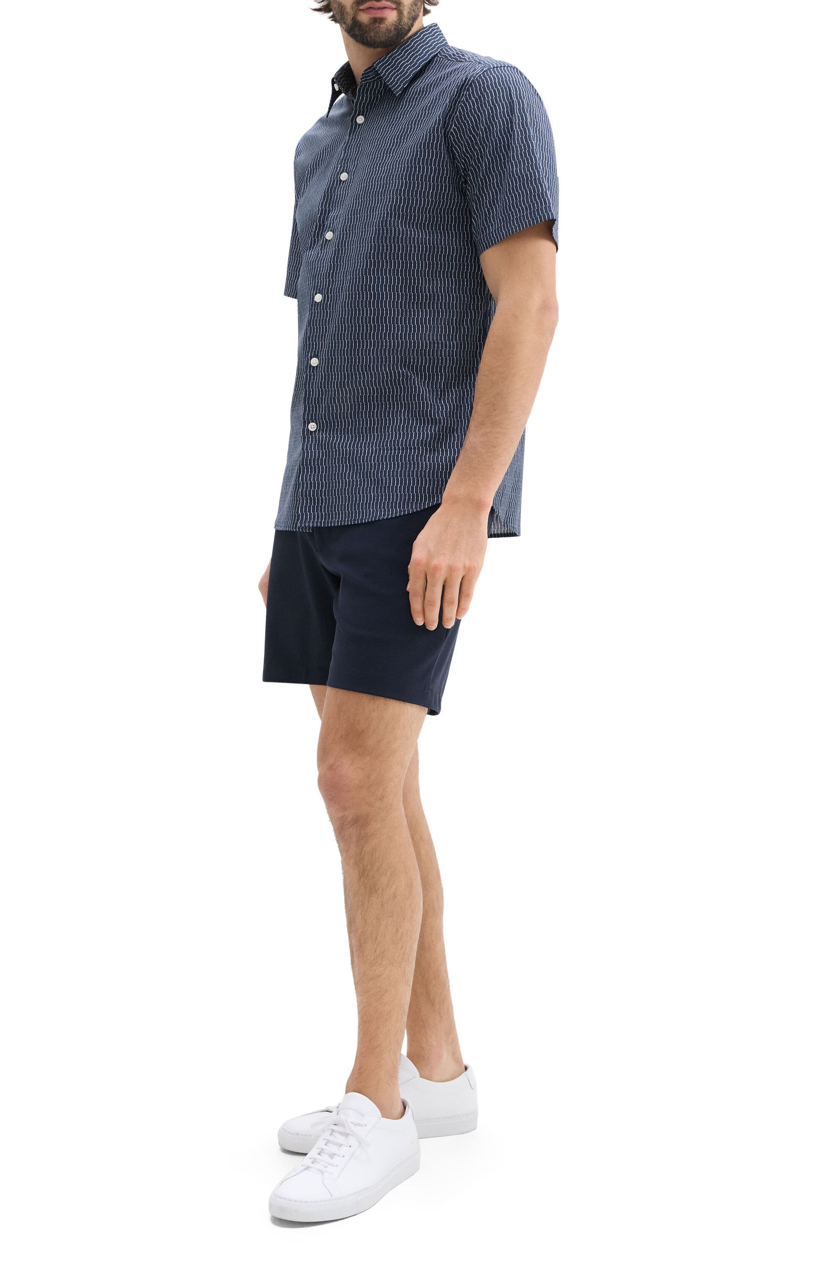 Theory Irving Short Sleeve Button-Up Shirt in Blatic/fog at Nordstrom - 7