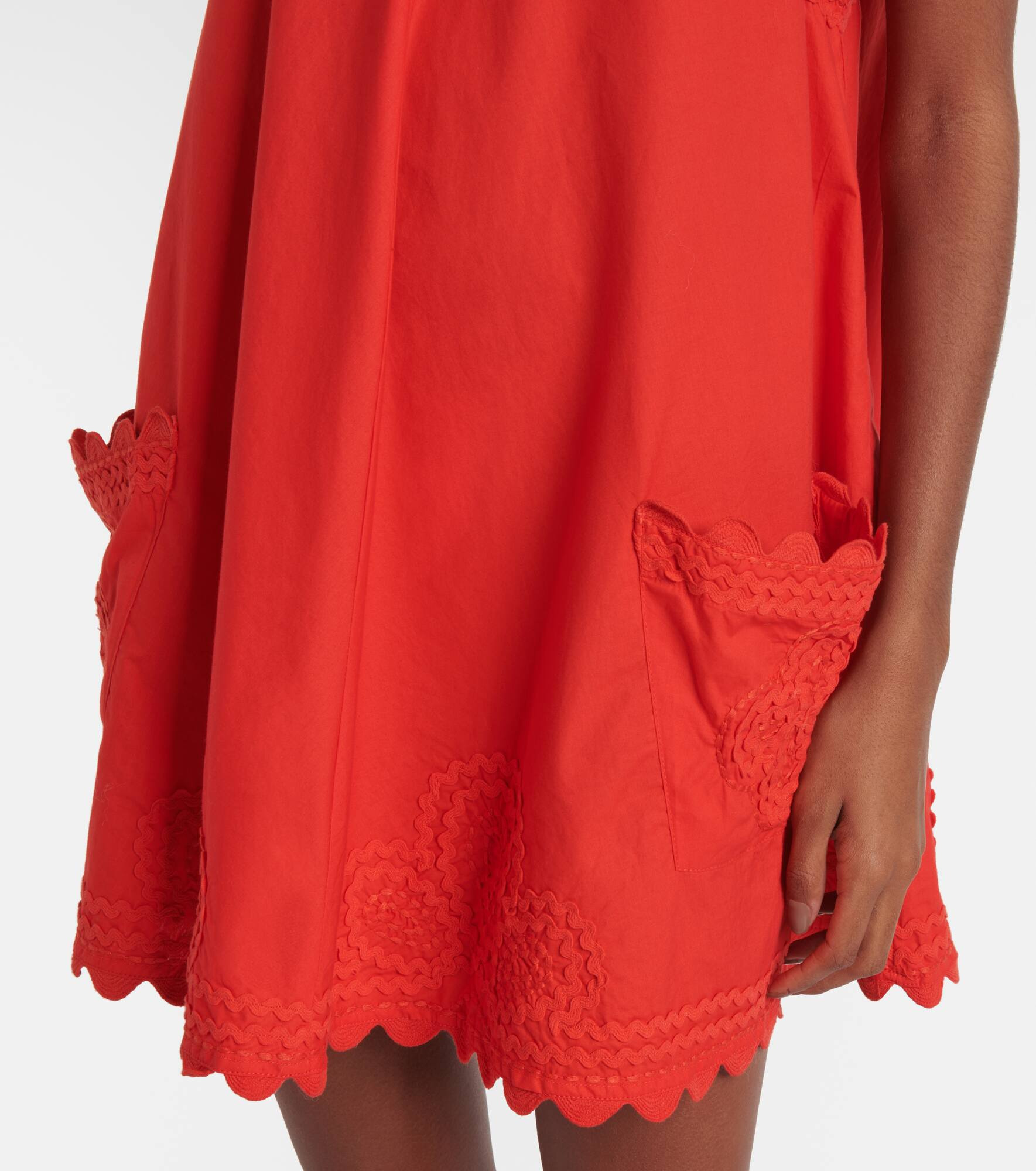 Embroidered cotton poplin minidress - 5