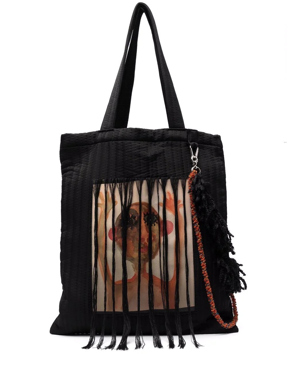 painterly-print tassel tote bag - 1