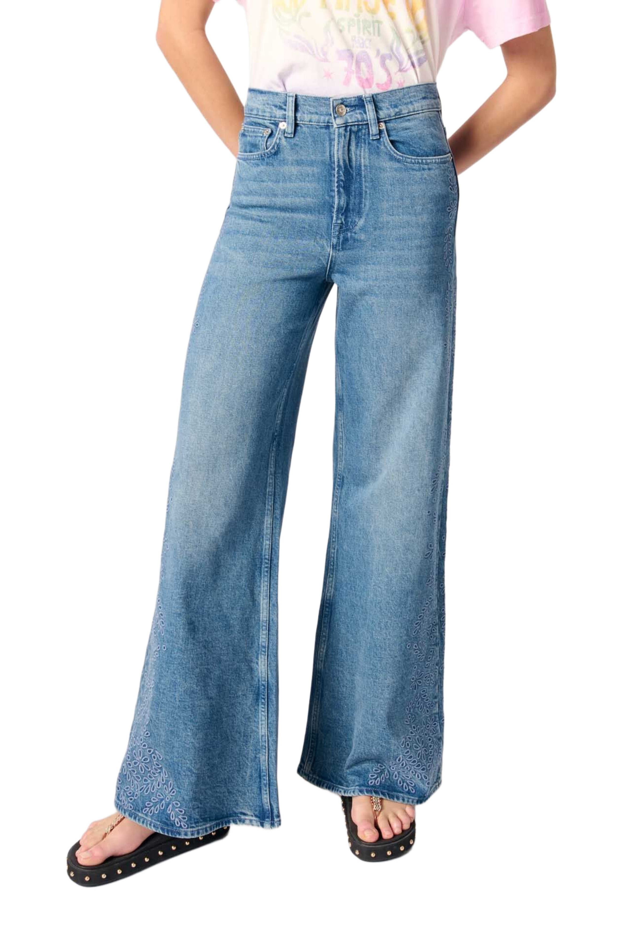 maje Embroidered jeans in Blue at Nordstrom - 1