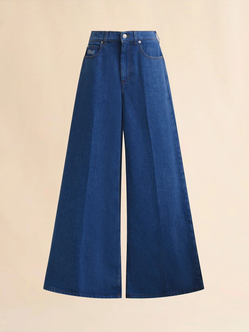 BLUE ORGANIC DENIM WIDE-LEG JEANS - 1