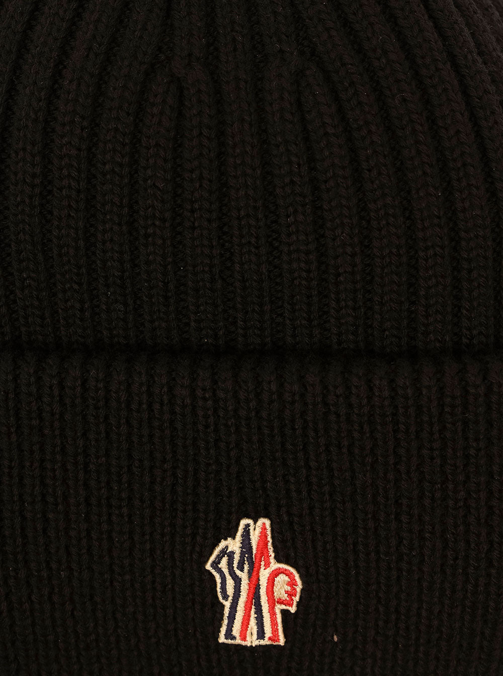 Moncler Grenoble Men Black Ribbed Beanie With Logo Patch In Wool Man - 3