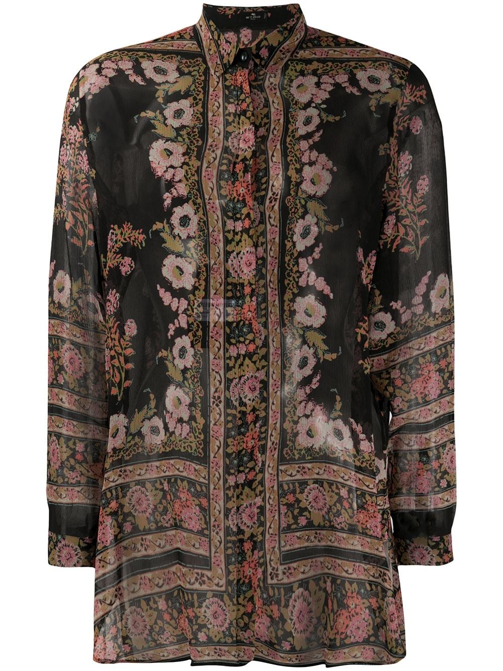 floral-print silk blouse - 1