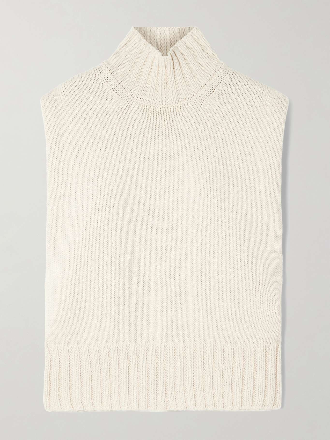 Wool and cashmere-blend turtleneck vest Cream - 1