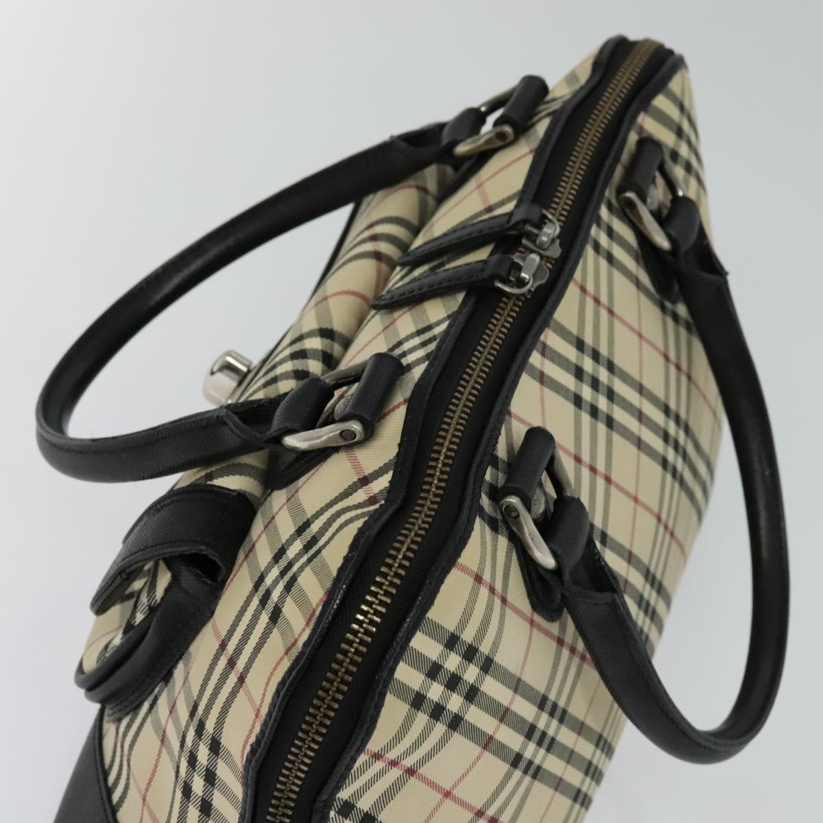 Burberry Nova Check Hand Bag Canvas Beige Black - 6