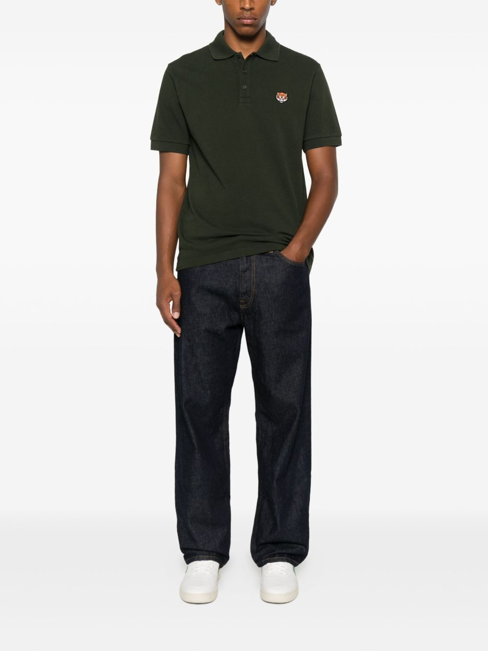 tiger-embroidered polo shirt - 2