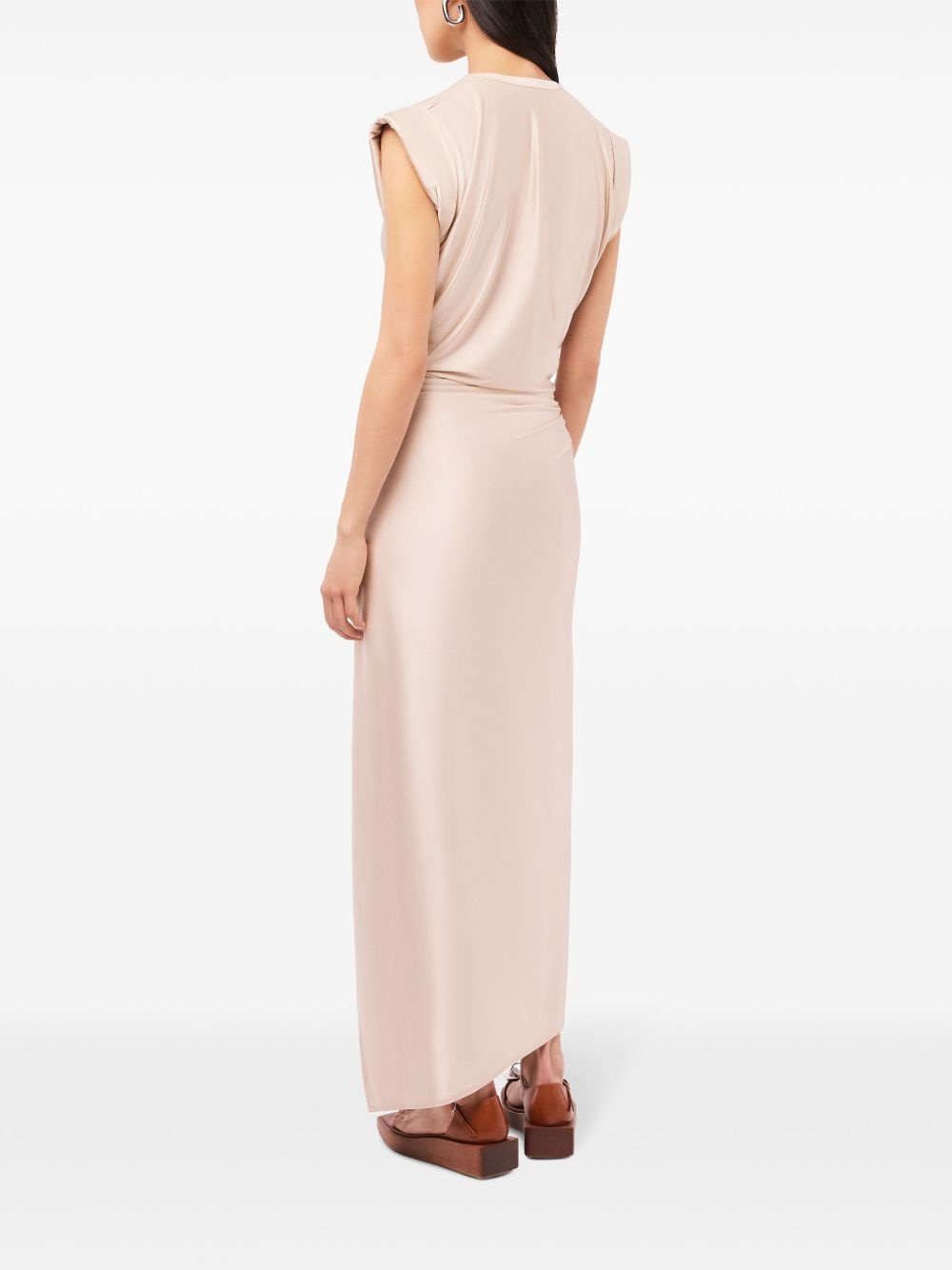 gathered-detail draped midi dress - 3