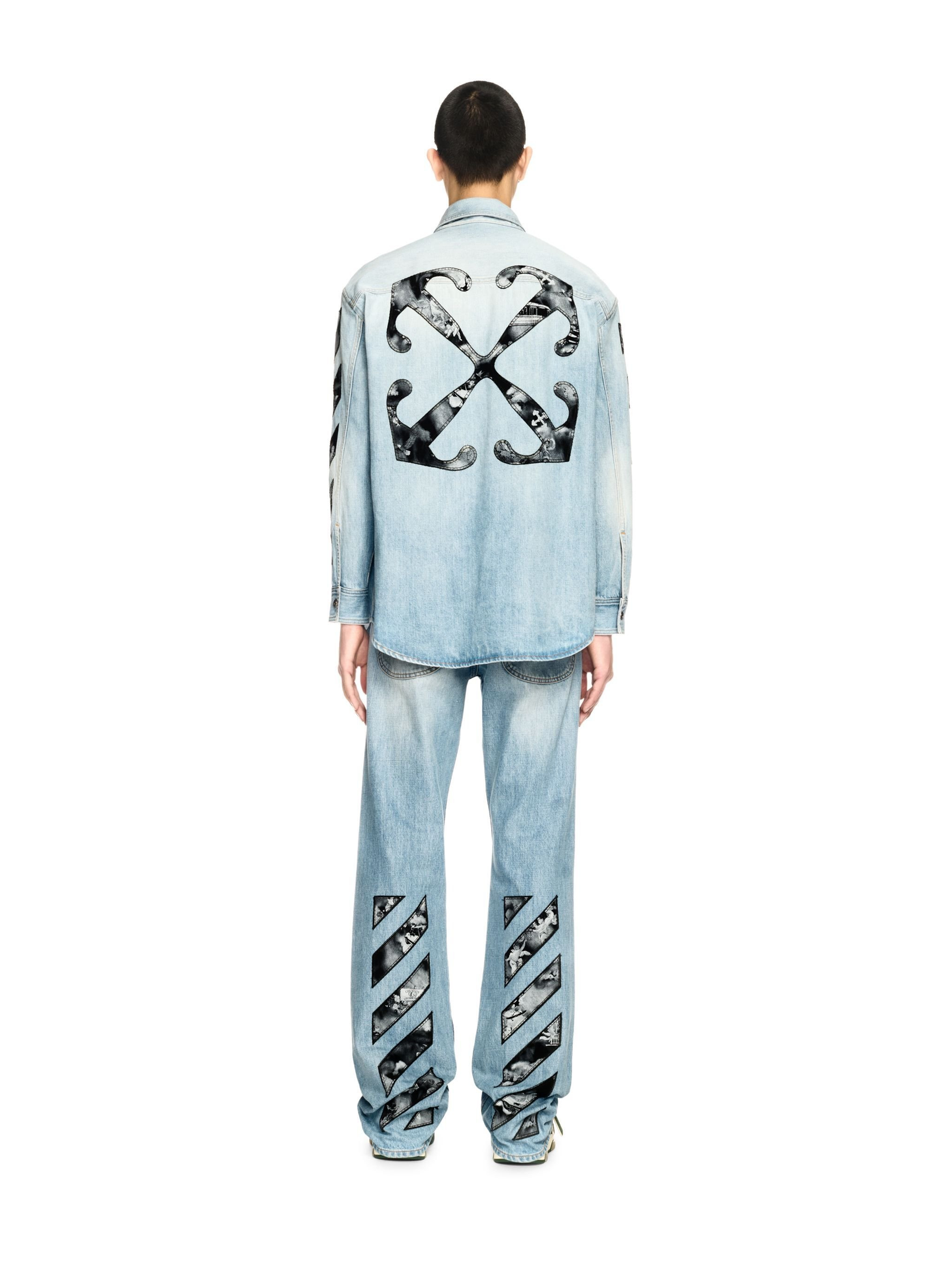 Blue Diagonal Fresco Arrow Military Shirt - 4