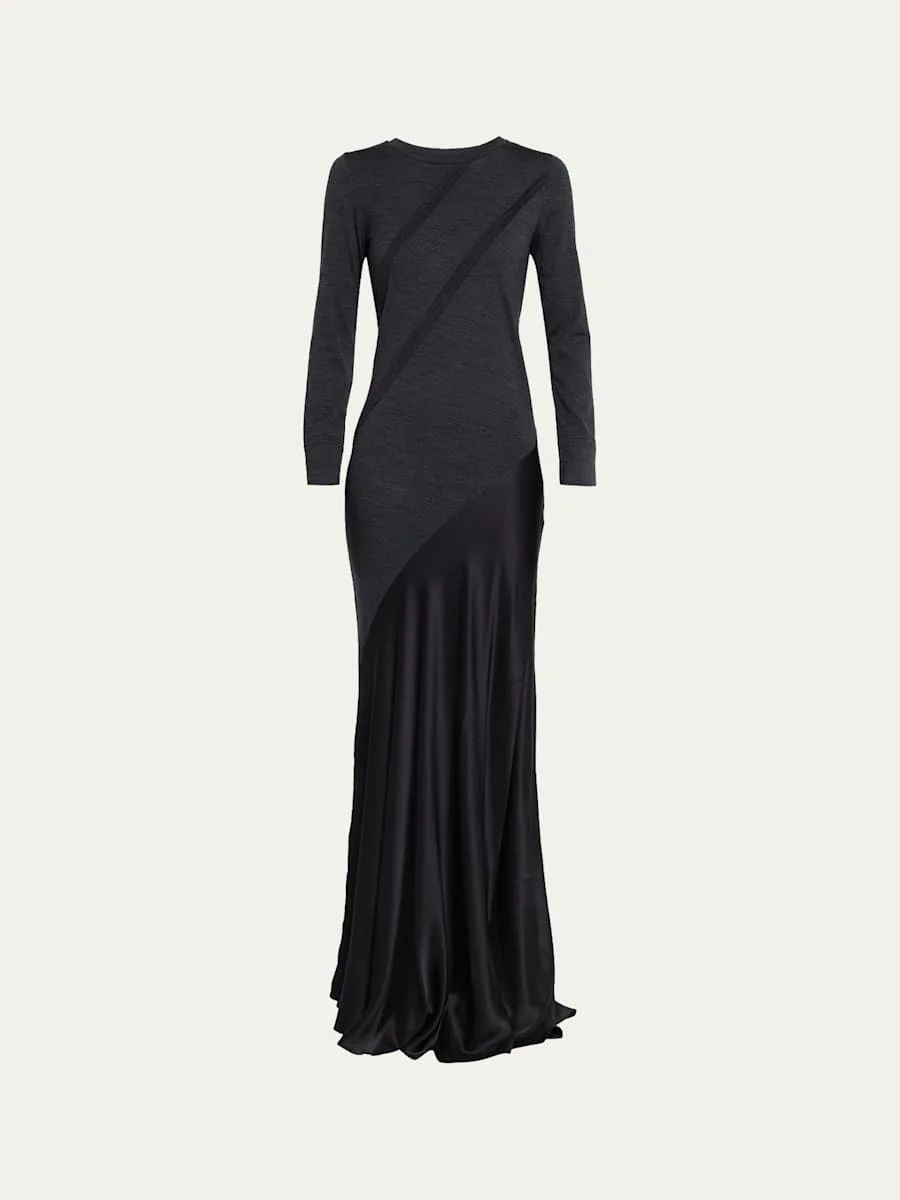 Agathe Wool & Silk Long-Sleeve Gown - 1