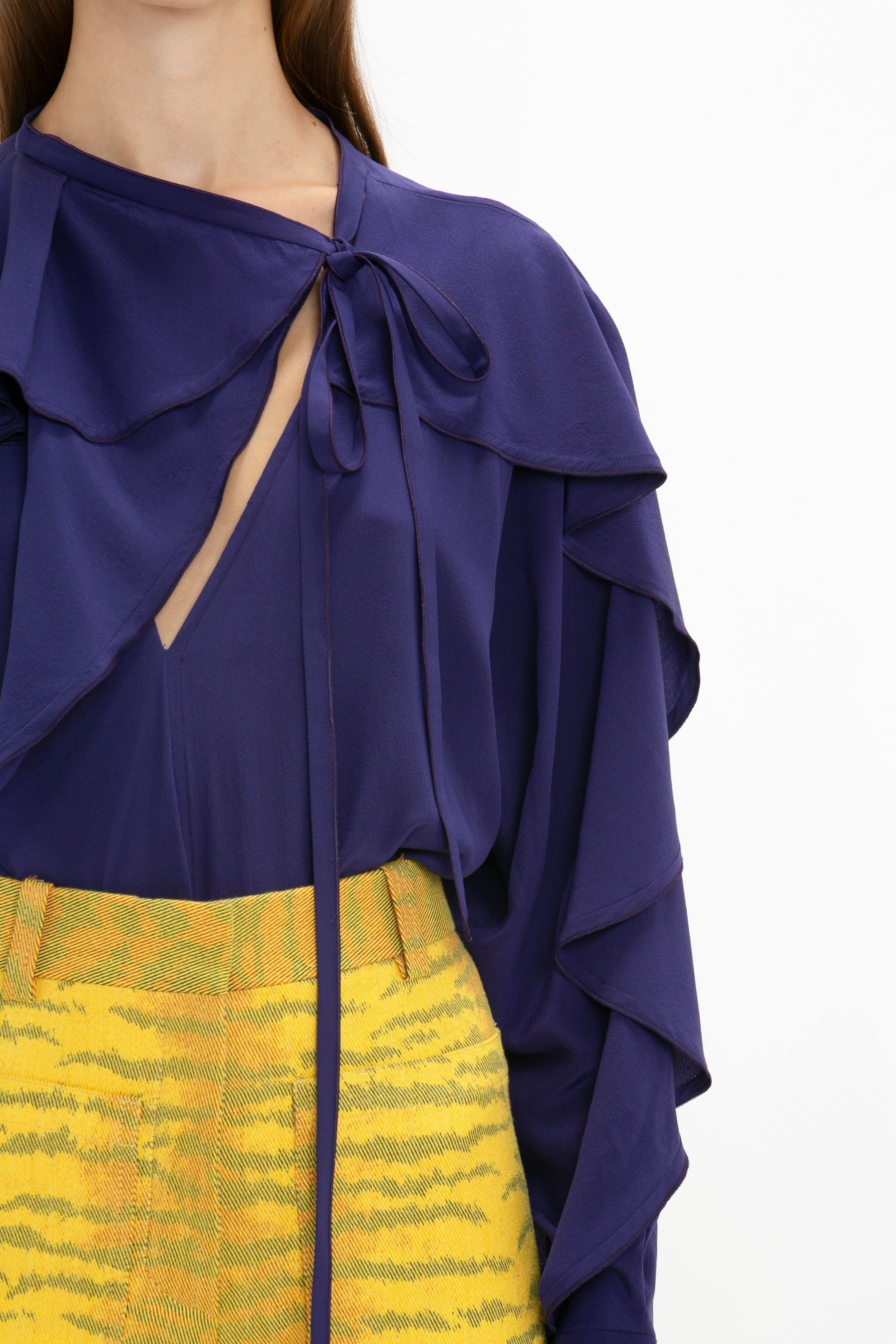 Tie Detail Ruffle Blouse In Ultraviolet - 6