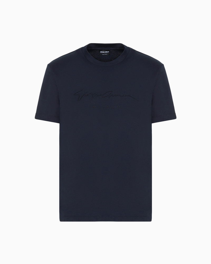Pure cotton interlock T-shirt with embroidered logo 1