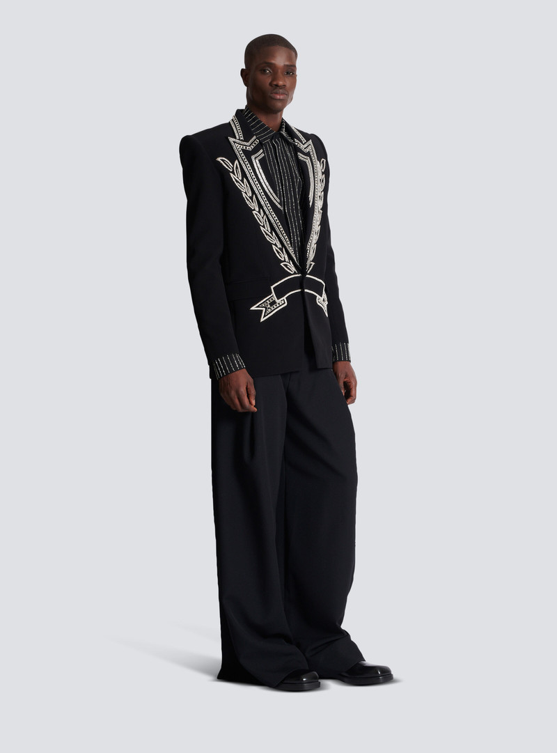 Crepe 1-button jacket with crystals 3