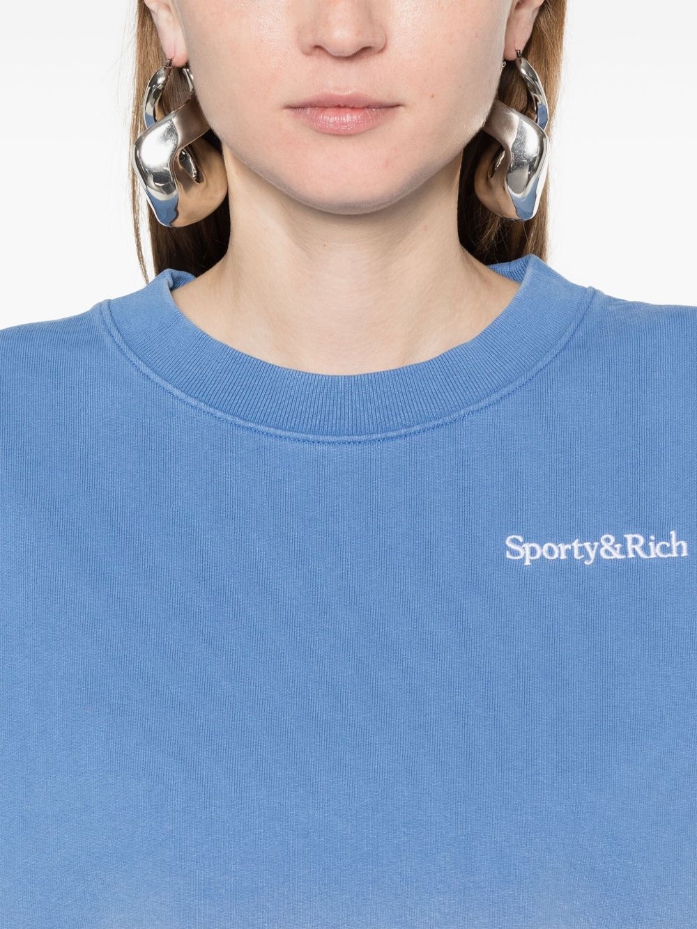 logo-embroidered cropped sweatshirt - 5