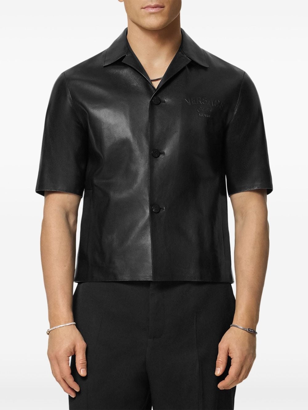 leather blouson overshirt - 2