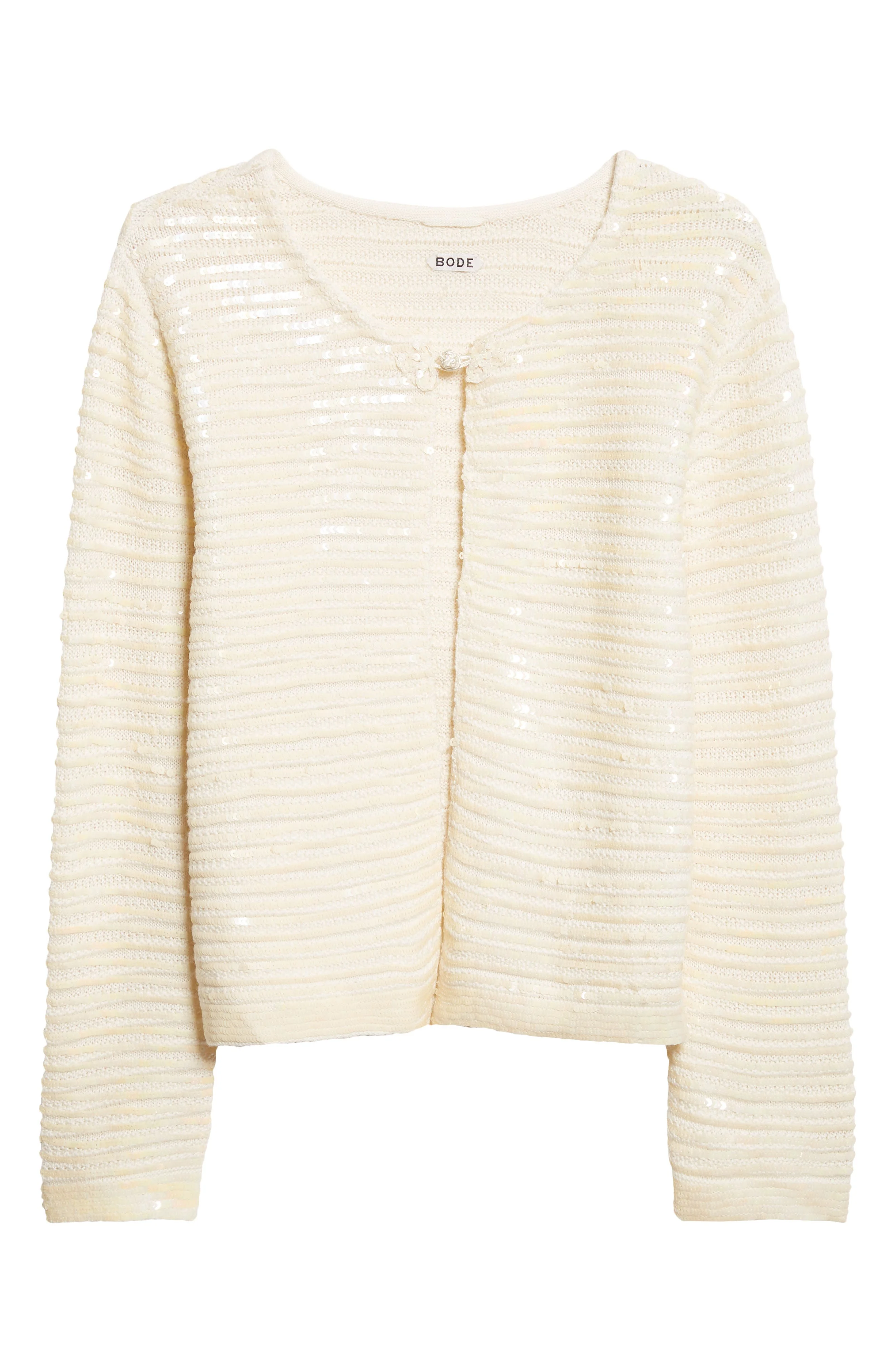Bode Spotlight Sequin Virgin Wool Swing Cardigan in Ivory at Nordstrom - 1