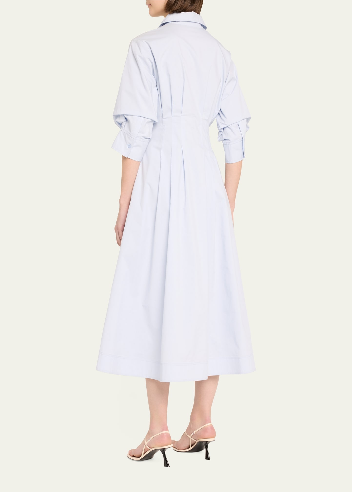 Jazz Pintuck 3/4-Sleeve Midi Shirtdress - 3