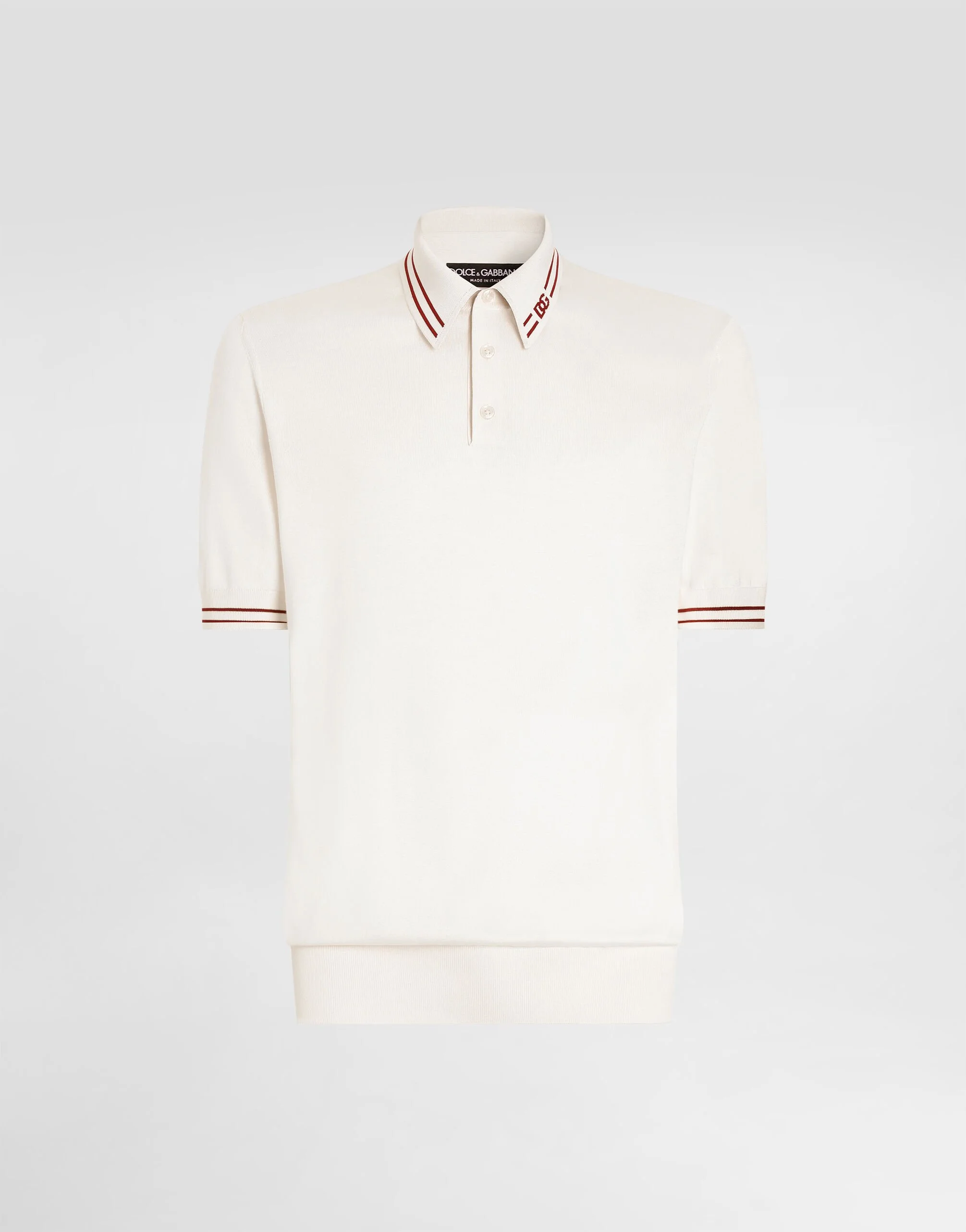 Polo shirt in smooth silk with dg intarsia - 1