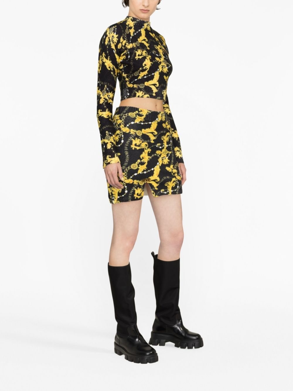 Chain Couture-print cropped jumper - 3