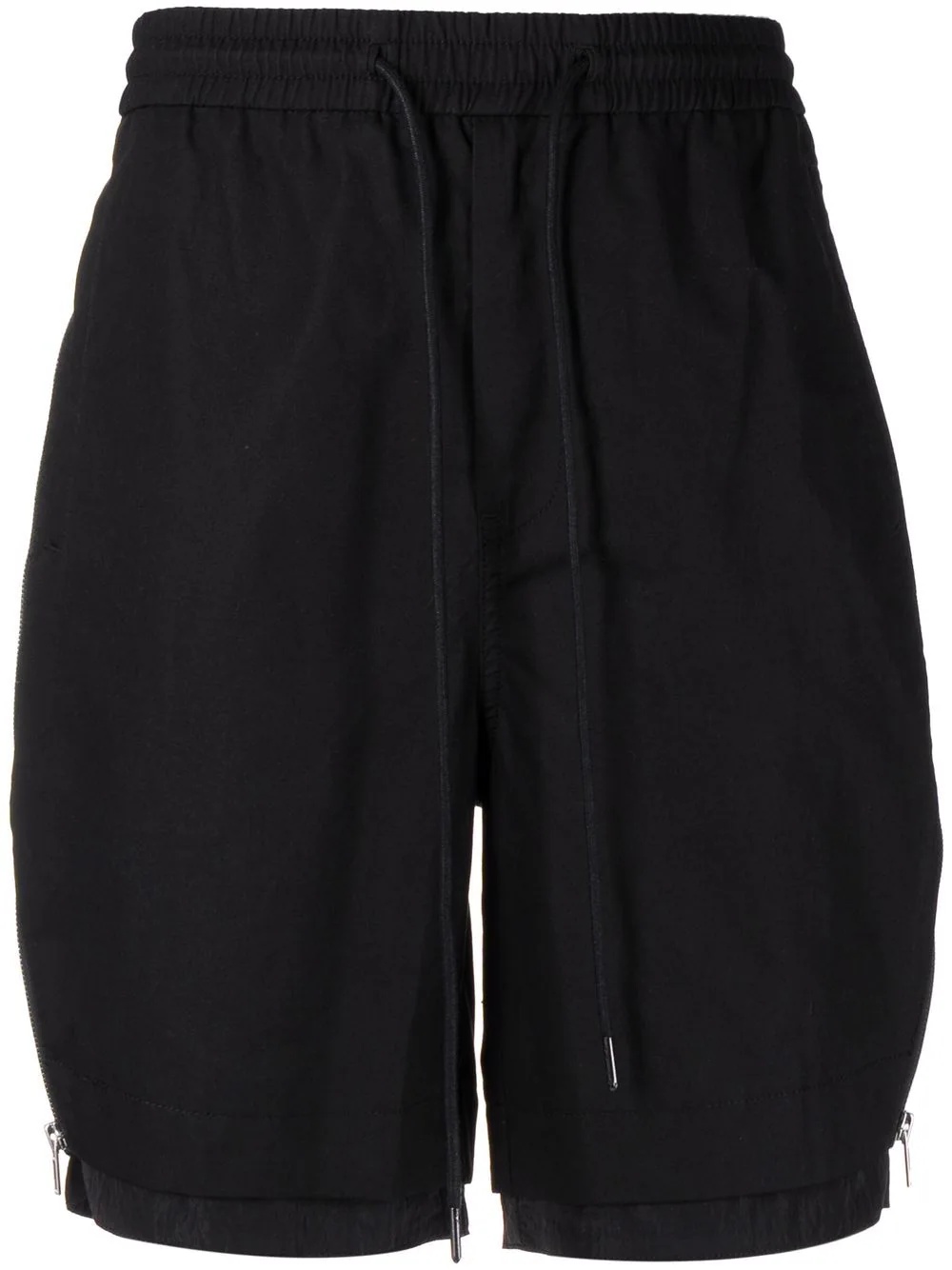 exposed zip double layer shorts - 1