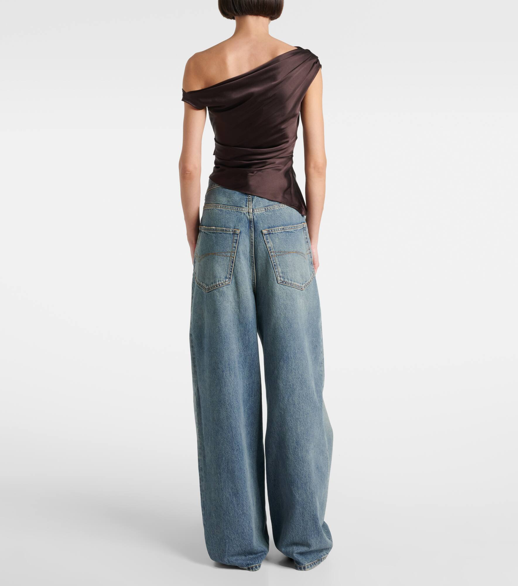 Phare one-shoulder silk-blend satin top - 3