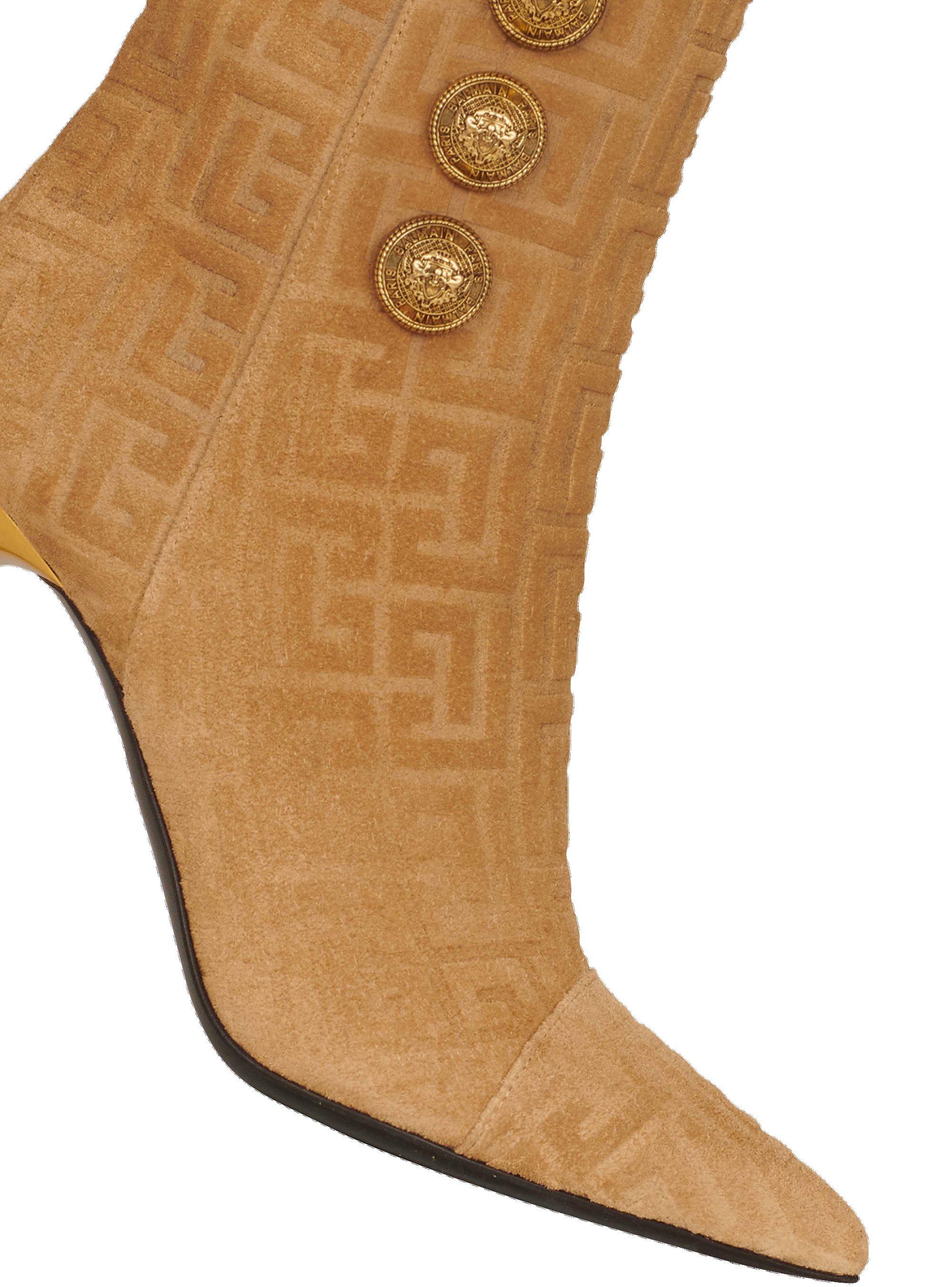 Debossed suede Roni ankle boots with Balmain monogram - 5