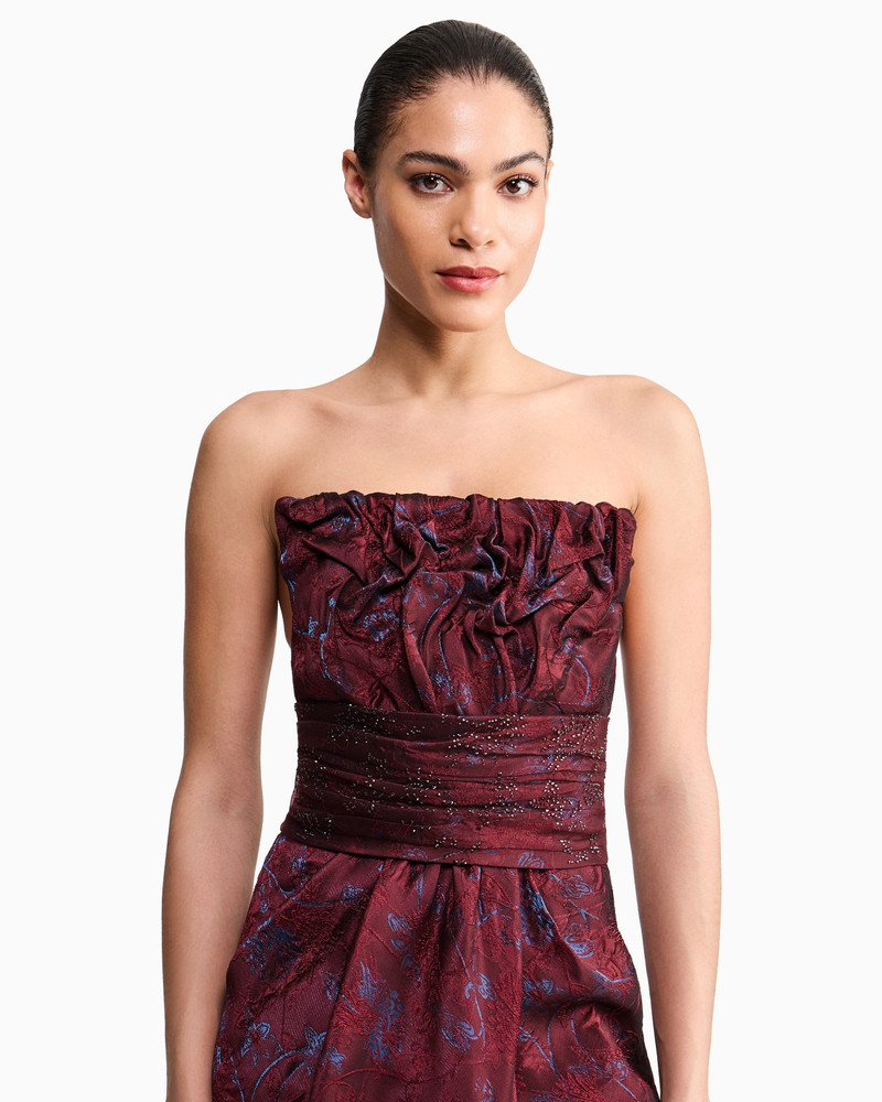 STRAPLESS EVENING DRESS WITH FLORAL EMBROIDERY AND BEADING 7